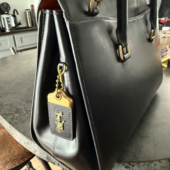 Coach Black Satchel with Gold Accents - Picture 3 of 16